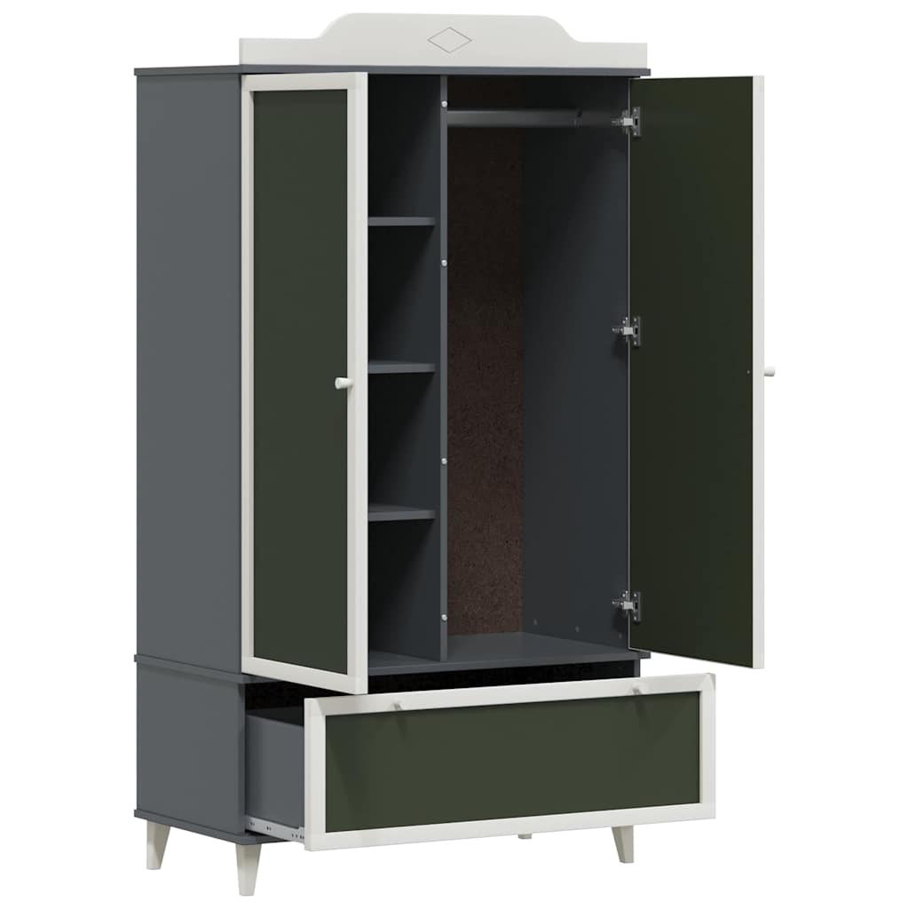 Chalkboard Wardrobe with Drawer Grey and white Engineered wood